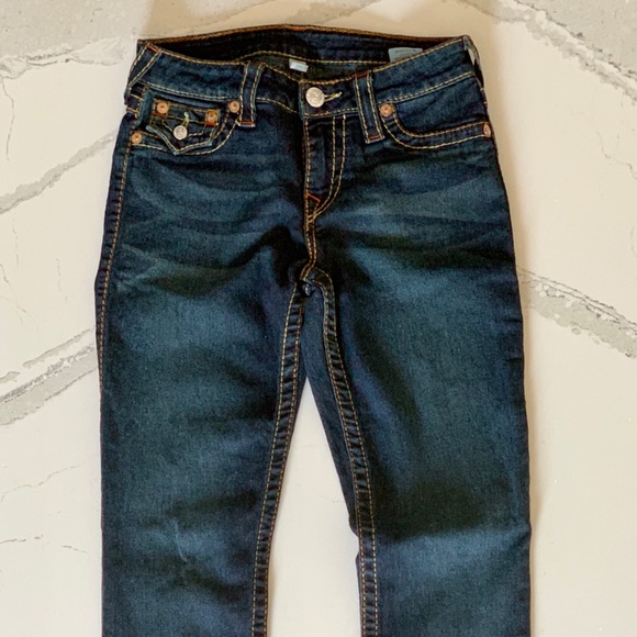 True Religion Leggings Dark Wash Flaps Women 27x29 - Picture 4 of 7